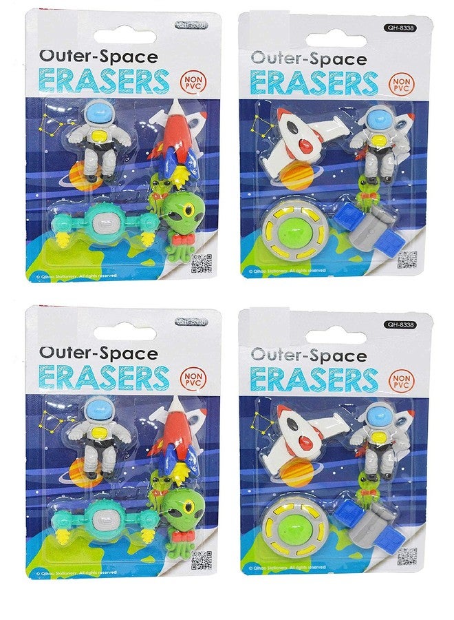 Crackles Cutest Global Astronaut Outer Space Solar Pattern Erasers - Set of 4 for Birthday Gifts for Kids (Total 16 Erasers) for Birthday Return Gifts - Image 1